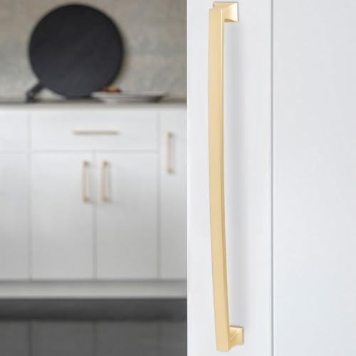 10 Pack 12-5/8 Inch(320mm) Cabinet Pulls Brushed Brass Kitchen Cabinet Handles Drawer Pulls Solid Cabinet Hardware - color: Brushed Brass, size: 12-5/8'' Hole Center(320mm)