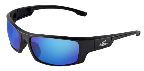 GGS Dorado Sunglasses with Blue Light Blocking, Scratch-Resistant Lenses - color: Blue Mirror Lens, Matte Black Frame, style: Precision Lens
