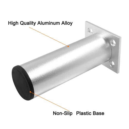 4-Pcs Adjustable Aluminum Alloy Furniture Legs 4.7" Height Silver - color: Silver, size: 4.7 Inch