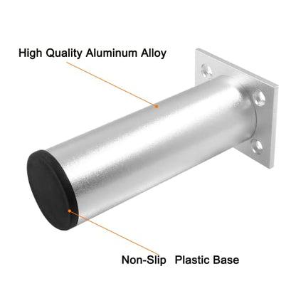 4-Pcs Adjustable Aluminum Alloy Furniture Legs 4.7" Height Silver - color: Silver, size: 4.7 Inch