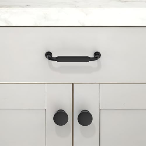 10 Pack Matte Black Cabinet Pulls 3.75 Inch(96mm) Kitchen Cabinet Handles Solid Zinc Alloy Cabinet Hardware Drawer Pulls - color: Matte Black, size: 3.75" Hole Center
