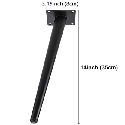 RealPlus 14 Inch Furniture Legs, Heavy Duty Metal Replacement Legs for Chairs Sofas Cabinets Cupboard Couch and DIY Projects, Mid-Century Style - size: 14 Inch