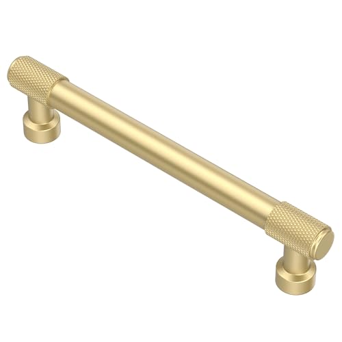 Alzassbg 5" Brushed Gold Cabinet Pulls and Handles 10 Pack, AL3017MGP - color: Brushed Gold, size: 5" Hole Center