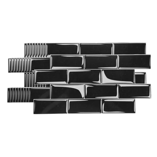 HARFINGTON Peel and Stick Backsplash Tiles 9.4"x4.7" Black, 10Pcs - color: Black