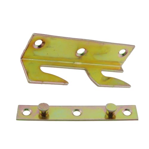 4PCS Non Tongue and Groove Bedrail Accessory Bedrail Bracket Colour Zinc Connecting Bed Hook Suitable for Wooden Bedframe Headboard Footboard and Bunk Bed Ladder