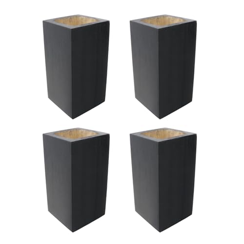 Black Cuboid Pine Wooden Risers for Table Bed Couch Sofa Desk 4Pcs - color: Black, size: In dia 1.97"/H 3.94"