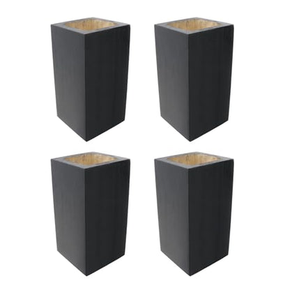 Black Cuboid Pine Wooden Risers for Table Bed Couch Sofa Desk 4Pcs - color: Black, size: In dia 1.97"/H 3.94"