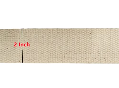 Abbaoww 11 Yards Natural Heavy Cotton Webbing 2 Inch for Sewing DIY Craft Bags Making Outdoor Supplies (2 Inch) - size: 2 Inch