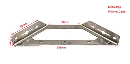 304 Stainless Steel multifuctional Corner Bracket Heavy Duty Triangle Bracket Shelf Rack Cabinet Brace Large Size Pack of 2 pcs - size: L, 2 pcs