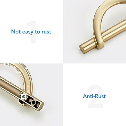 HOME EDIT Brushed Gold Cabinet Pulls Curved, 3-3/4 Inch/96 mm, 10 Pack - color: Brushed Brass, size: 3-3/4 Inch Hole Center