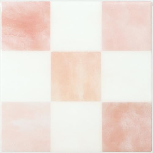 Smart Tiles Peel and stick backsplash, Checkered Pink & White, 7.75"x7.75" - color: Pink & White