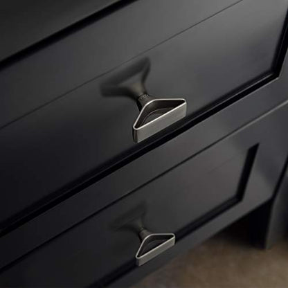 Goo-Ki 6 Pack Brushed Nickel Elegant Matte Modern Triangular Cabinet Knobs with Open Center Design Satin Zinc Alloy Drawer Hardware - color: Brushed Nickel