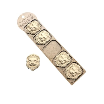 WoodUbend WUB1458 Pack of 5 Lions Appliques - Heat Bendable & Flexible Wood Onlays 4.7x3.5cm - DIY Craft, Furniture & Home Decor - Easy to Apply & Paint - Versatile, Reusable & Decorative Decals