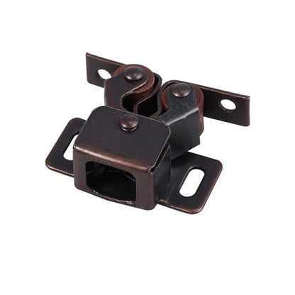 Justech 12 Pack Double Roller Cabinet Latches with Screws, Brown