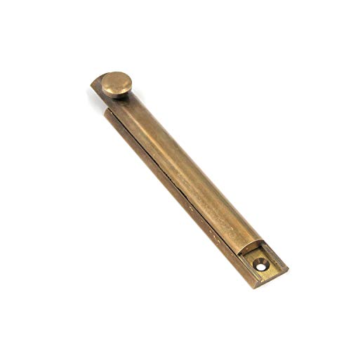 Bitray Slide Latch Solid Brass Flush Bolt Antique Vintage Latch 4-inch Length - style: 1pcs/Bronze/4 inch