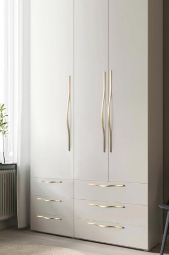 Goo-Ki Low Profile Brushed Brass Cabinet Pulls, Double Hole Centers (17.6''/18.9'') Zinc Alloy Handle for Drawer Cupboard Wardrobe,6 Packed - color: Brushed Brass, size: 17.6''/18.9'' Hole Center