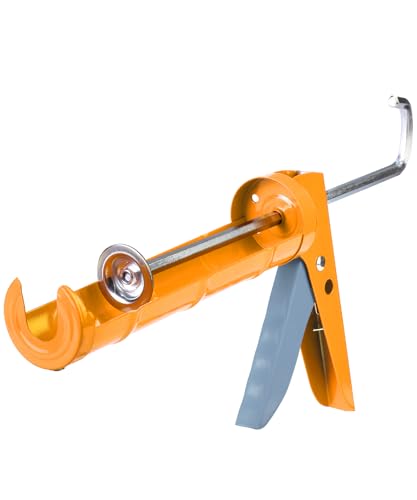 Bates- Caulking Silicone Gun, 10:1 Thrust Ratio, Hand Caulking Guns, No Drip - color: Orange & Ashen, size: 1 Pack