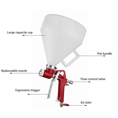 YSIL Drywall Texture Sprayer Air Hopper Spray Gun 0.79 Gallon Yellow Elbow - color: Yellow Elbow, size: 0.79 Gallon(3L)