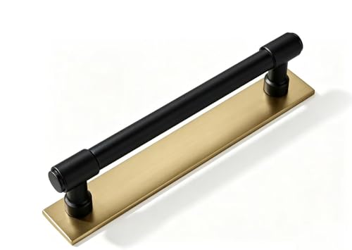 khtumeware 5 Pack 5 Inch Hole Center Matte Black Cabinet pulls and Champagne Bronze Solid Backplate Cabinet Pulls Kitchen Cabinet Hardware for Cupboard Drawer Pulls - color: Black And Champagne Bronze, size: 5"(128mm) Hole Center