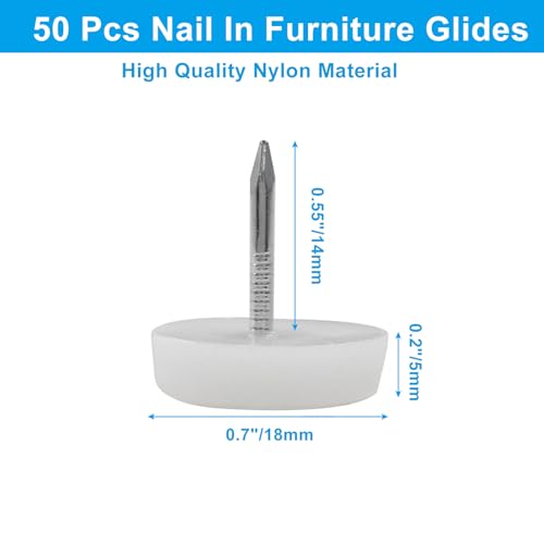 Zorfeter 50pcs 18mm White Nail in Furniture Glides - size: 18mm
