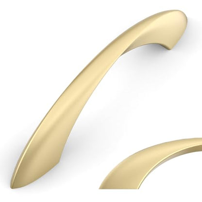 Amerdeco 10 Pack Brushed Gold Cabinet Pulls 3 Inch(76mm) Hole Center Hardware Gold Kitchen Handles for Bathroom Drawer Dresser Pulls ZH0048 - color: Brushed Gold, size: 3"/76mm Hole Center