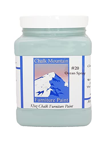 Chalk Style All-in-One Paint: Eco-friendly, matte finish for furniture, home decor, cabinets, and crafts. Low voc and odor. 32 Fl oz #20 Ocean Spray
