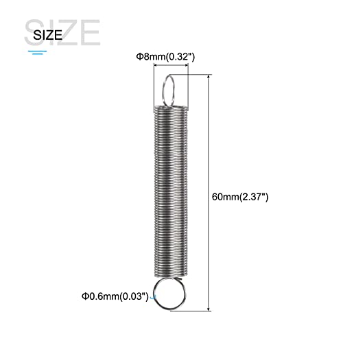 METALLIXITY Extension Spring (0.6x8x60mm/0.03"x0.32"x2.37") 5Pcs, Stainless Steel Tension Spring Wire - for Home Repair Construction Machinery - size: 0.03"x0.32"x2.37"