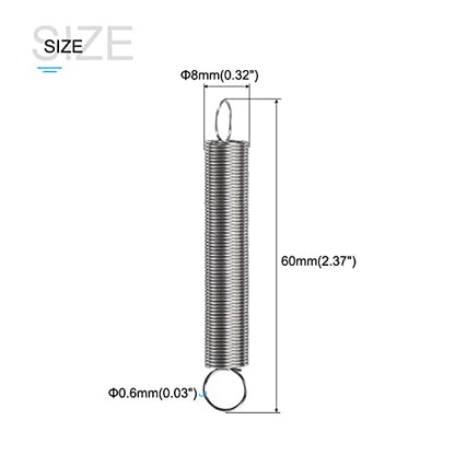 METALLIXITY Extension Spring (0.6x8x60mm/0.03"x0.32"x2.37") 5Pcs, Stainless Steel Tension Spring Wire - for Home Repair Construction Machinery - size: 0.03"x0.32"x2.37"