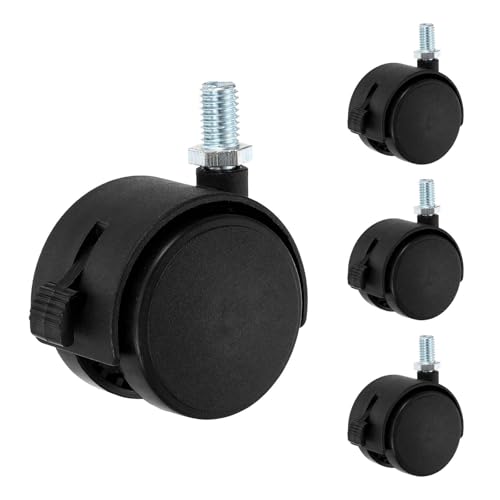 4Pcs 2" Swivel Stem Caster Wheels, M10x15mm Threaded PP Furniture - size: M10x15mm