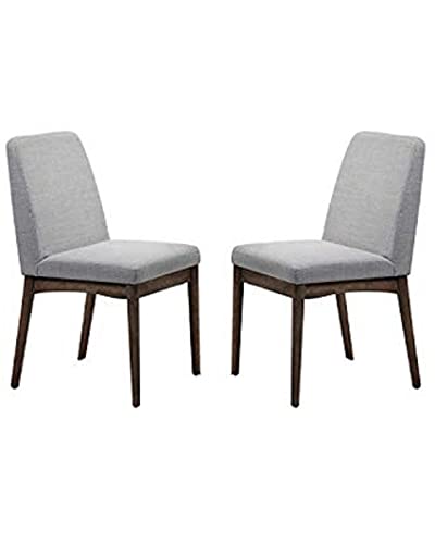 7pc Dining Set Ash Walnut Dining Table 6X Side Chairs Foam Cushion Fabric Upholstery