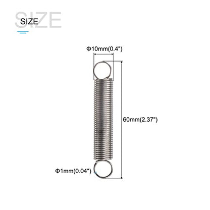 METALLIXITY Extension Spring (1x10x60mm/0.04"x0.4"x2.37") 5Pcs, 304 Stainless Steel Tension Spring Wire - for Home Repair Construction Machinery - size: 0.04"x0.4"x2.37"
