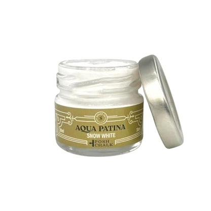 Posh Chalk PC0406 Aqua Patina - Snow White 30ml - Water-Based Gilding Wax - Vibrant + Deep Color - Bright + Shiny FInish - DIY Craft Upcycling Furniture Paint - Indoor + Outdoor Use - color: Snow White