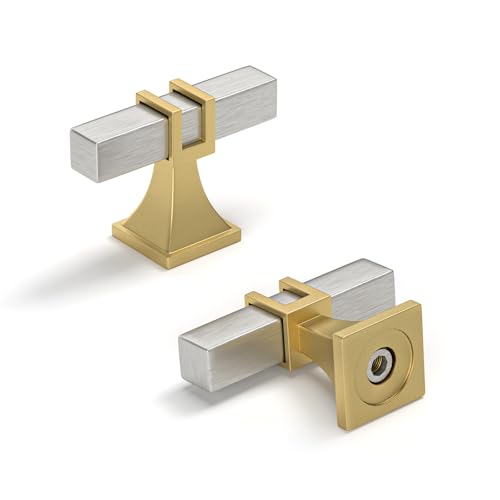 homdiy Silver and Gold Cabinet Knobs 24 Pack Nickel and Brass Cabinet Knobs - color: Brushed Nickel & Matte Gold, size: Single Hole