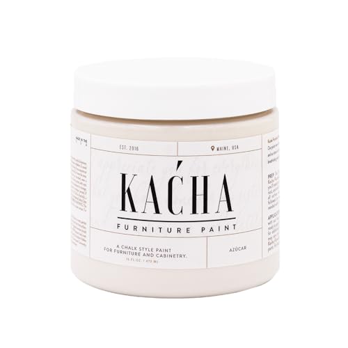 Kacha Furniture Paint | Off White Chalk Style Paint for Furniture, Cabinets, and Crafts | Pint -16 oz | Azucar | Low VOC | Matte | (Topcoat Required) - color: Azúcar Off White, size: 16 Fl Oz (Pack of 1)