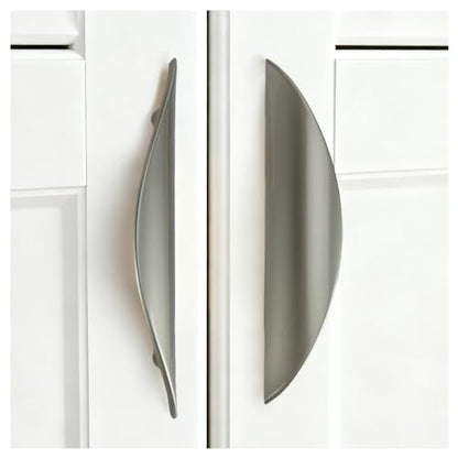 Primst 4 Pack Brushed Nickel Cabinet Pulls, Half moon Drawer Handles Silver Cabinet Handles, Drawer Pulls, Kitchen Cupboard Handle, Cabinet Hardware 3-3/4in Hole Center - color: Silver, size: L-4PCS