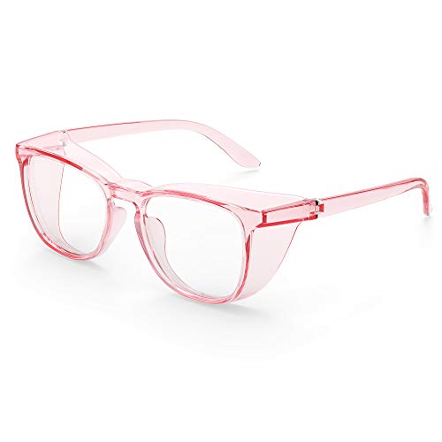 TOREGE Safety Goggles, Pink Safety Glasses With Anti-Fog And Anti-Blue Light Lense, Light And Comfortable, Perfect Alternatives To Regular Protective Eyewear Goggles For Nurses(Light Pink&Clear Lens) - color: Light Pink&clear Lens