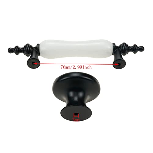 8 Pack Ceramic Drawer Pulls Handles, Black & White Dresser Handles