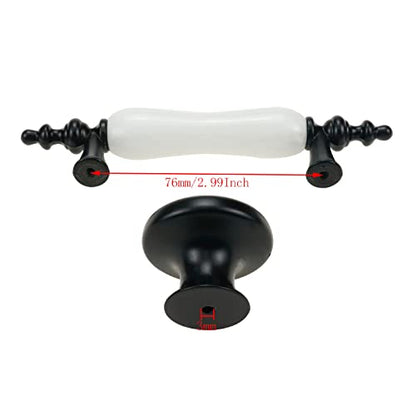 8 Pack Ceramic Drawer Pulls Handles, Black & White Dresser Handles
