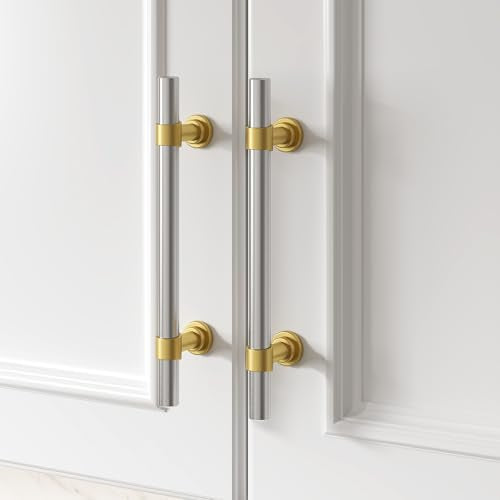 homdiy 10 Pack 5 Inch Hole Center Brushed Nickel and Gold Cabinet Pulls - color: Brushed Nickel & Matte Gold, size: 5 in Hole Centers