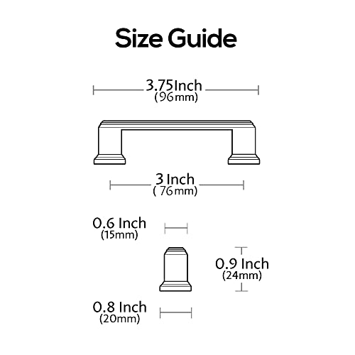 Alzassbg Vibrant Brushed Moderne Brass Cabinet Pulls 10 Pack, AL3071BMB - color: Vibrant Brushed Moderne Brass, size: 3" Hole Center