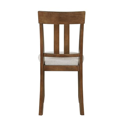 7-Piece Dining Room Set with 6 Upholstered Chairs, Cherry - color: Cherry