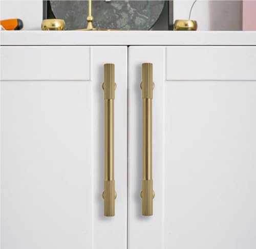 10Pack 4Inch Hole Center Brushed Brass Cabinet Pulls Solid Heavy Duty Cabinet Pull is Suitable for Drawers Dressers Handles Kitchens Bathroom cabinets - color: Brushed Brass, size: 4 Inch(102mm) hole center