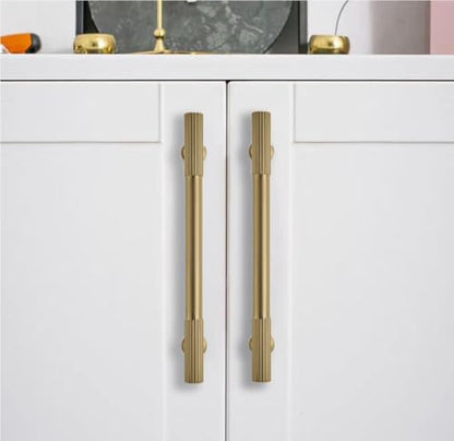 10Pack 4Inch Hole Center Brushed Brass Cabinet Pulls Solid Heavy Duty Cabinet Pull is Suitable for Drawers Dressers Handles Kitchens Bathroom cabinets - color: Brushed Brass, size: 4 Inch(102mm) hole center