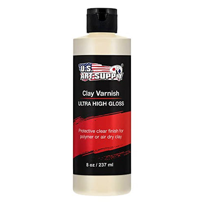 U.S. Art Supply 8oz High Gloss Clear Acrylic Topcoat & Air Dry Clay Varnish - size: 8-ounces