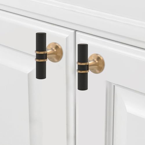 20 Pack Black and Champagne Bronze Kitchen Cabinet Knobs - color: Black and Champagne Knurled, size: Knobs
