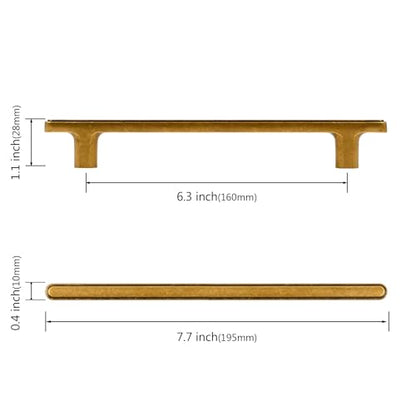 Asidrama 10 Pack 6.3 Inch(160mm) Antique Brass Kitchen Cabinet Handles, Cabinet Pulls Kitchen Cabinet Hardware for Cupboard Drawer Pulls - color: Antique Brass, size: 6.3" Hole Center, style: 10 Pack