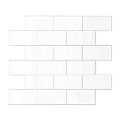 VEELIKE Peel and Stick Backsplash Tiles 12x12 Inch White Subway Tile Wall Stickers for Kitchen Waterproof Self Adhesive Vinyl Tiles for Bathroom Backsplash Stick on Back Splash for Stove 6 Sheets - size: Box of 6 Tiles