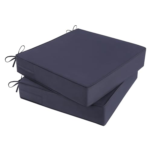 Outdoor Chair Cushions 19x19x4 Inch, Waterproof Grey Patio Furniture Cushions Set of 2 with Ties & Handle, 3 Year Color Fastness Square Replacement Seat Cushions for Sofa, Couch - color: Grey, size: 19 x 19 x 4 IN