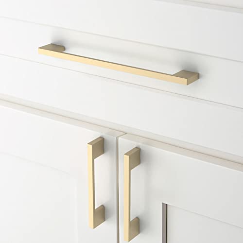Amerdeco 10 Pack Brushed Brass Cabinet Pulls 7.5" - color: Brushed Brass, size: 7.5" hole center