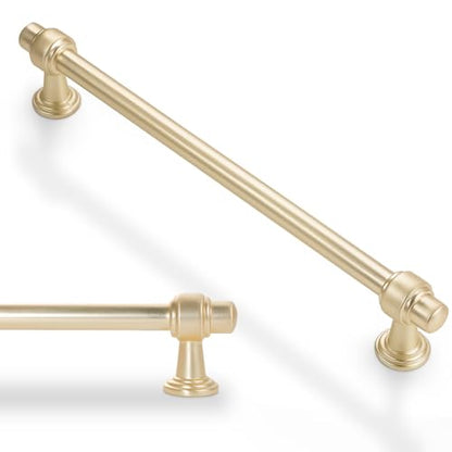 10 Pack 7-1/2 Inch Kitchen Cabinet Handles Brushed Brass Cabinet Pulls Zinc Alloy Drawer Pulls Solid Kitchen Hardware - color: Brushed Brass, size: 7-1/2'' Hole Center(192mm)